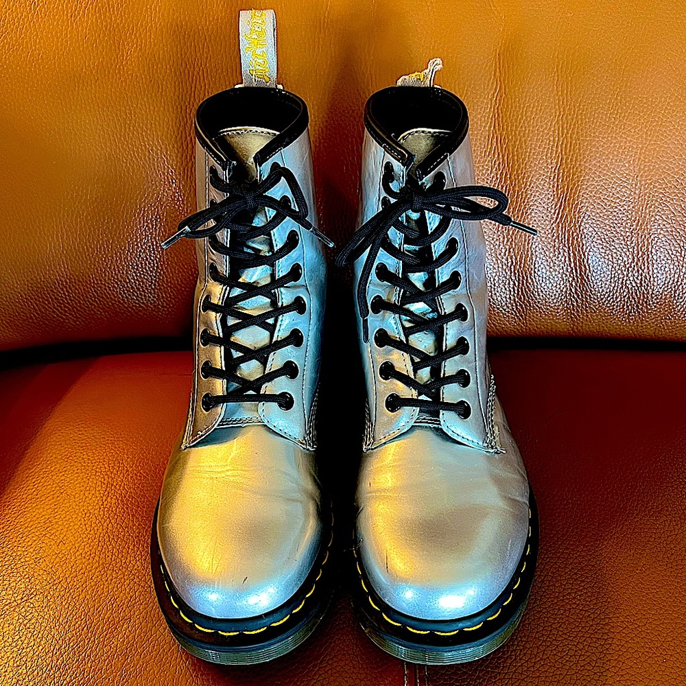 Women’s Dr Martens 1460 Chrome Metallic Boot (Silver)